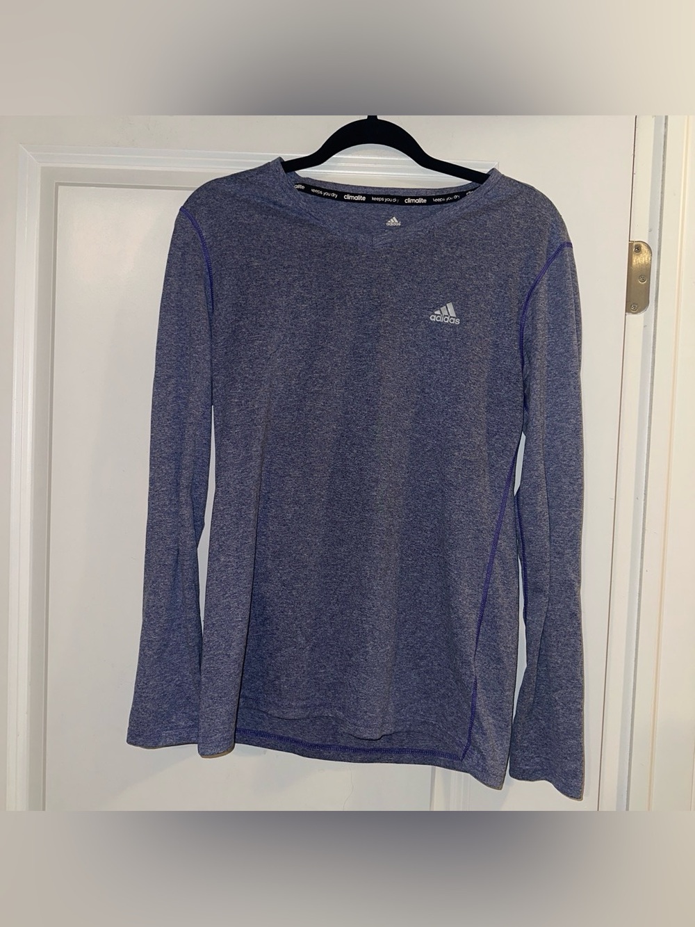 adidas Purple Heather Long Sleeve Athletic Tee